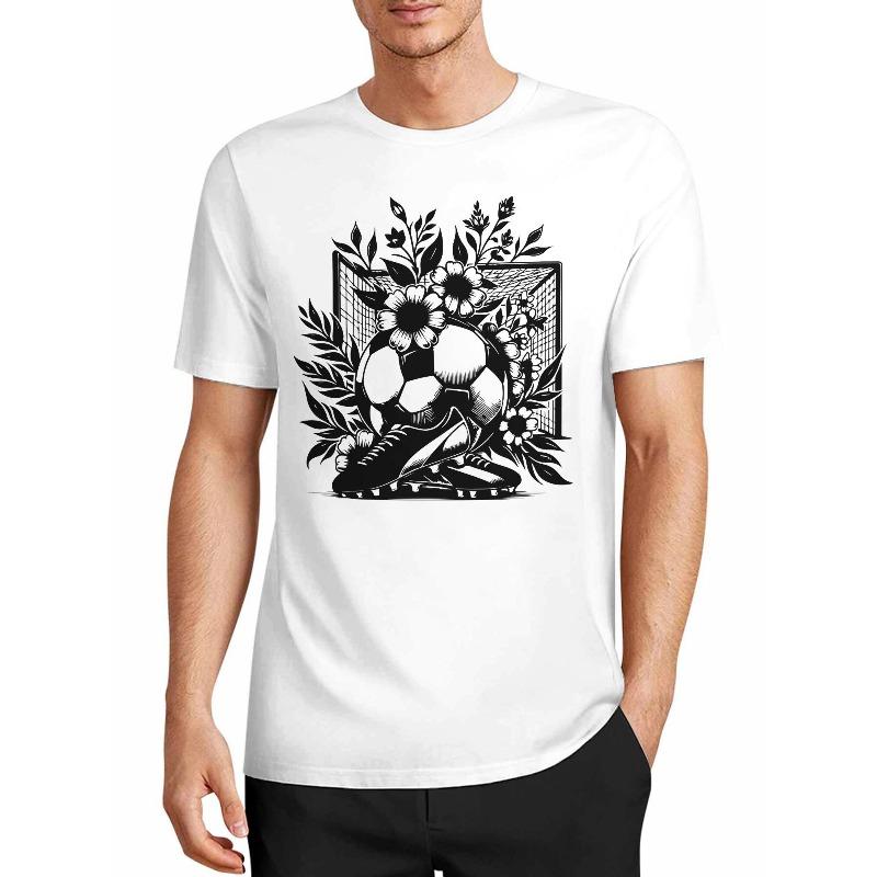 

Soccer T-Shirt Men S Casual Graphic Print T-Shirt Short Sleeve Crew Neck Fashion Tops Soft Comfortable Summer Streetwear 4XL