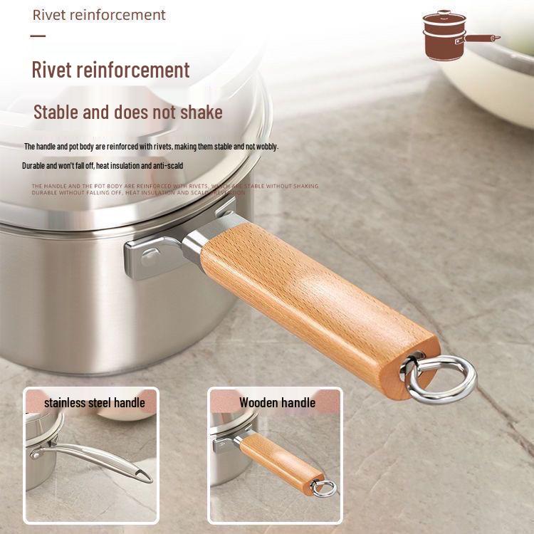 > Extra Thick Non-Stick Steel Milk and Baby Food Pot, Universal for Gas and Induction Cookers, Steamer and Noodle Pot.