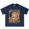 Sorry I Cant Go Im An Indoor Cat Funny Cat Printed Tshirt Unisex Unisex Aesthetic Trend T Shirts Summer Casual Cotton Tshirts