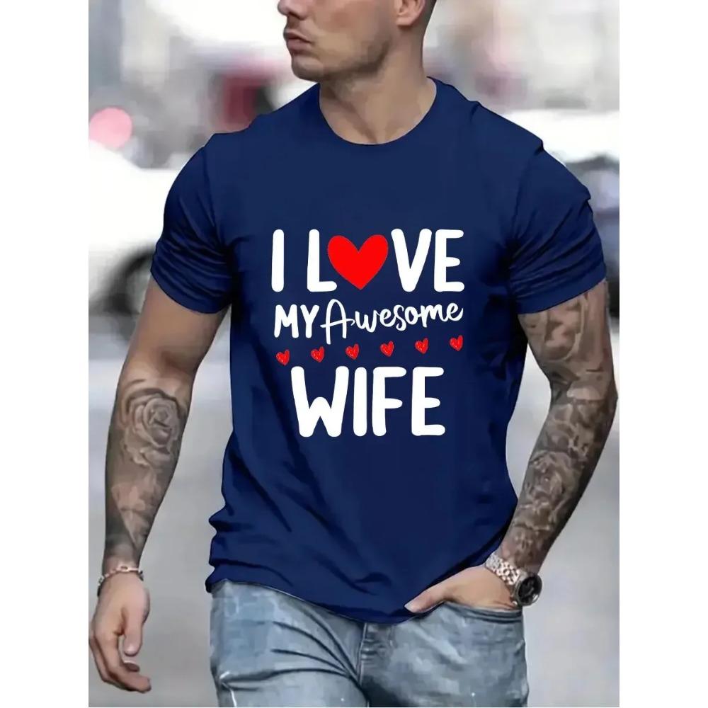 Vintage Men's T-shirt I Love My Awesome Wife Print Tops Summer Casual Street Fashion T Shirt Oversized Tee Shirt Men Y2K Clothes