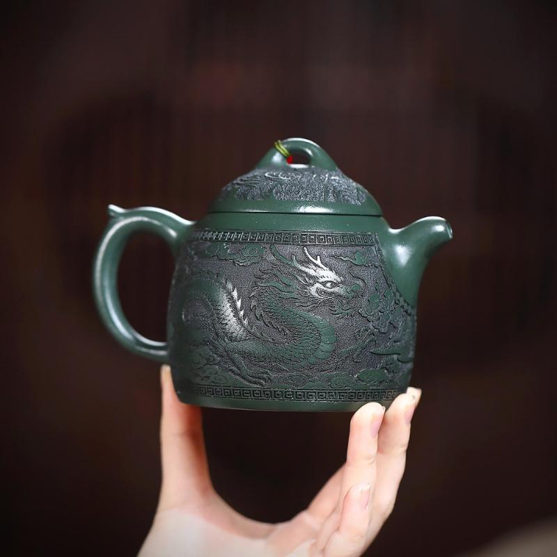 191ml Elegant Yixing Purple Clay Teapots Master Handmade Dragon Phoenix Pot Raw Ore Green Mud Kettle With Infuser Zisha Tea Set