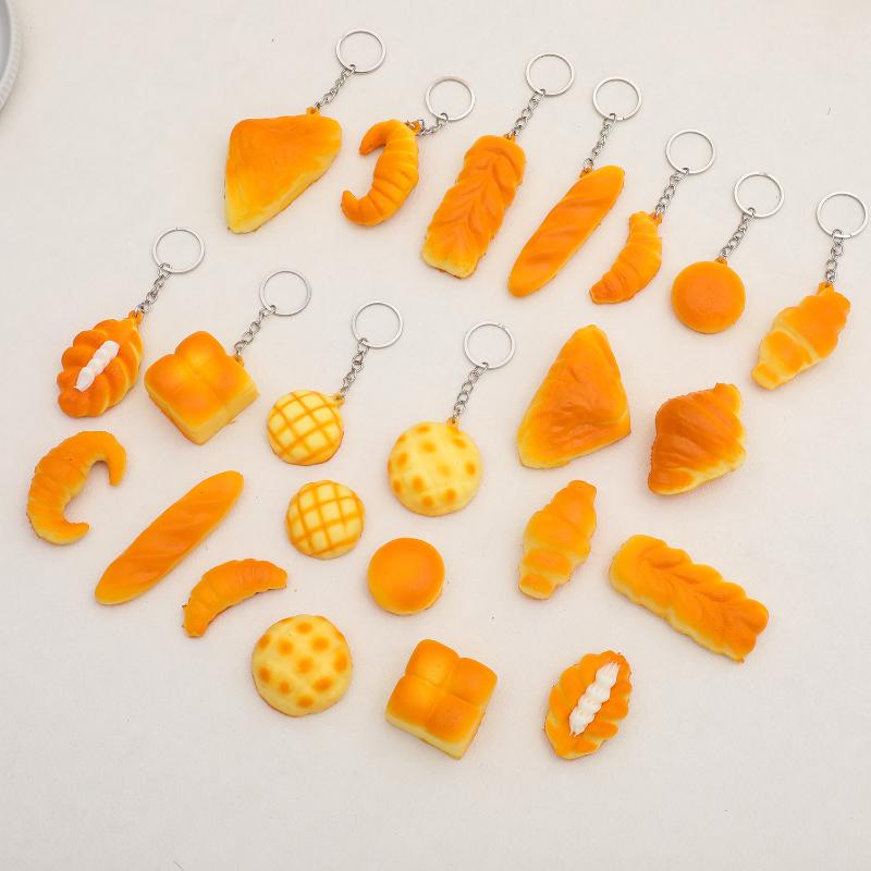 Realistic Bread Keychain Croissant Stress Toy Slow Rising Pu Pendant Bag Car Keyring Fun Gadget Decompression Gift Women