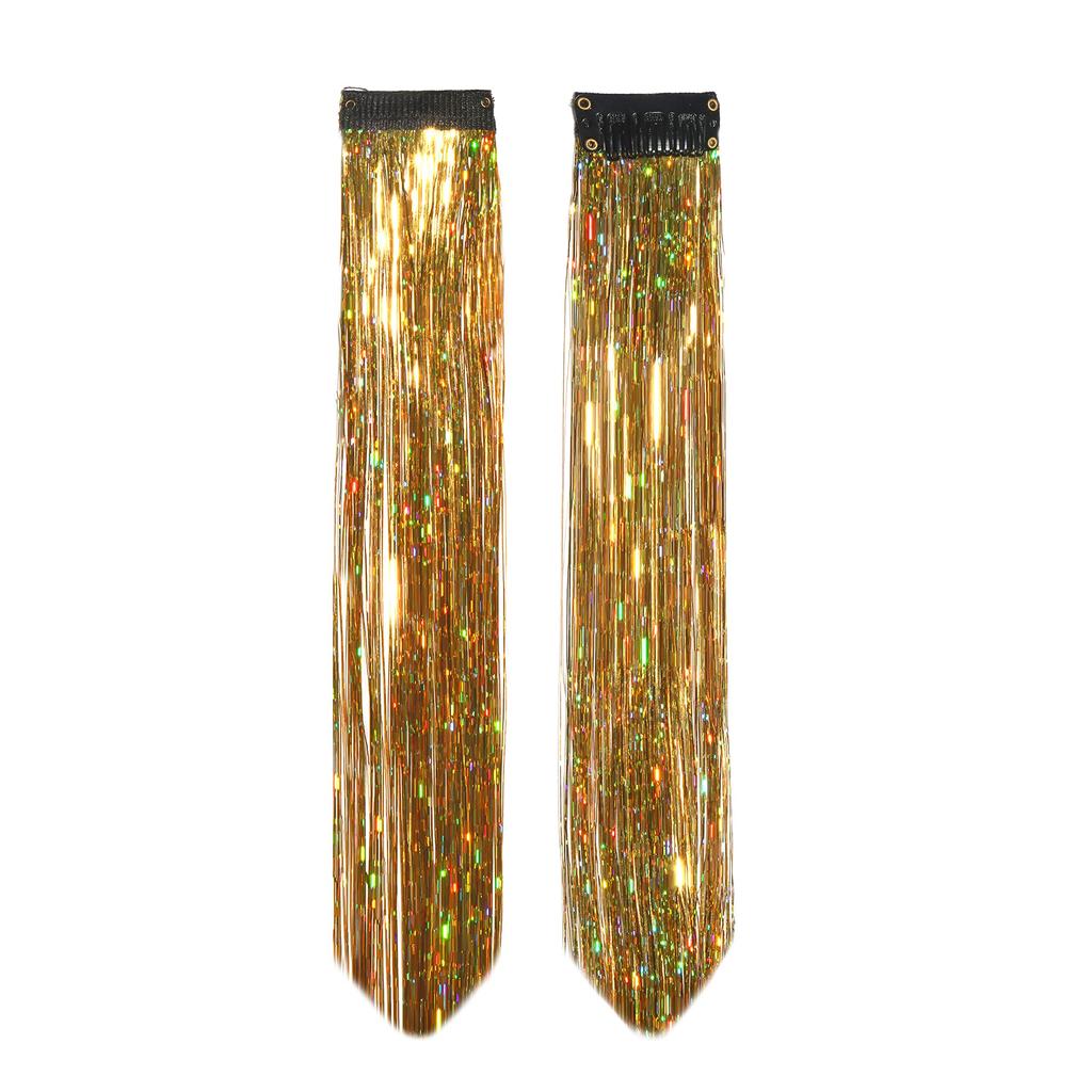 Paradise® Hair Streak Glitter Hair Extension Highlighter For Women And Girls (Set Of 4 pc) Golden