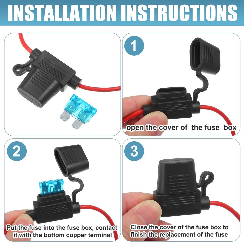 X AUTOHAUX Inline Fuse Holder Car Inline ATC Style with 15A Medium Fuse