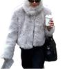 Europe, America, autumn and winter new imitation fur jacket women's short stand-up collar artificial wool jacket
