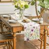 Floral Table Runner Spring Summer Linen Watercolor Flowers Plants Table Runner Machine Washable Table Protector for Home Farmhouse Dinner Party
