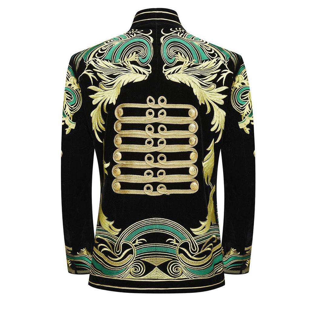 PYJTRL Mens Embroidered Blazer Hand-decorated Coat