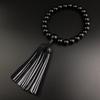 [WONDERFUL LOTUS] Men's Prayer Beads, 22 Beads, Onyx, Two-Color Silk Tassel, Prayer Beads Bag Included, Suitable for All Sects, Informal, Black,