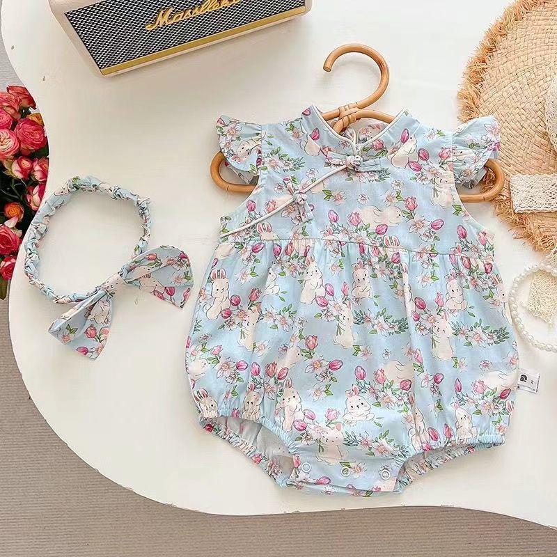 Newborn Baby Girl Casual Summer Romper - Short Sleeve Triangle Harem Suit