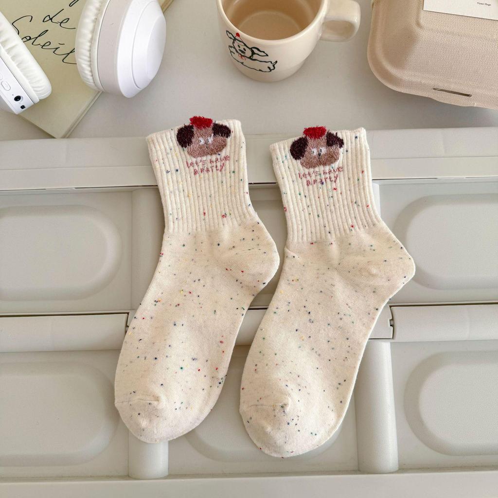 Niedliche japanische Cartoon-Bären-Garnsocken - Damen-Wadenlang, Koreanischer Akademie-Stil, Vielseitig, Kreativ und Stilvoll.