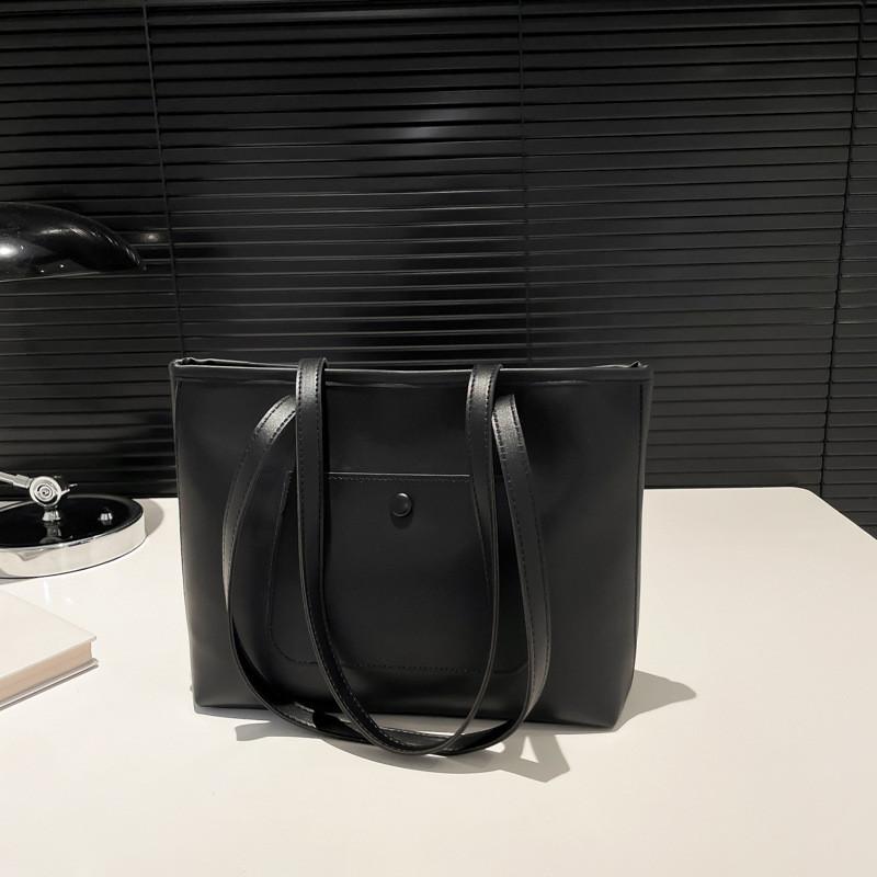 Trendy Black White Brown Khaki Pu Tote Bag For College Students And Everyday Use