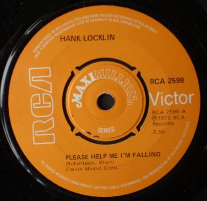 

7inch Record HANK LOCKLIN - Please Help Me I m Falling RCA2598 RCA 1972 UK Folk Used