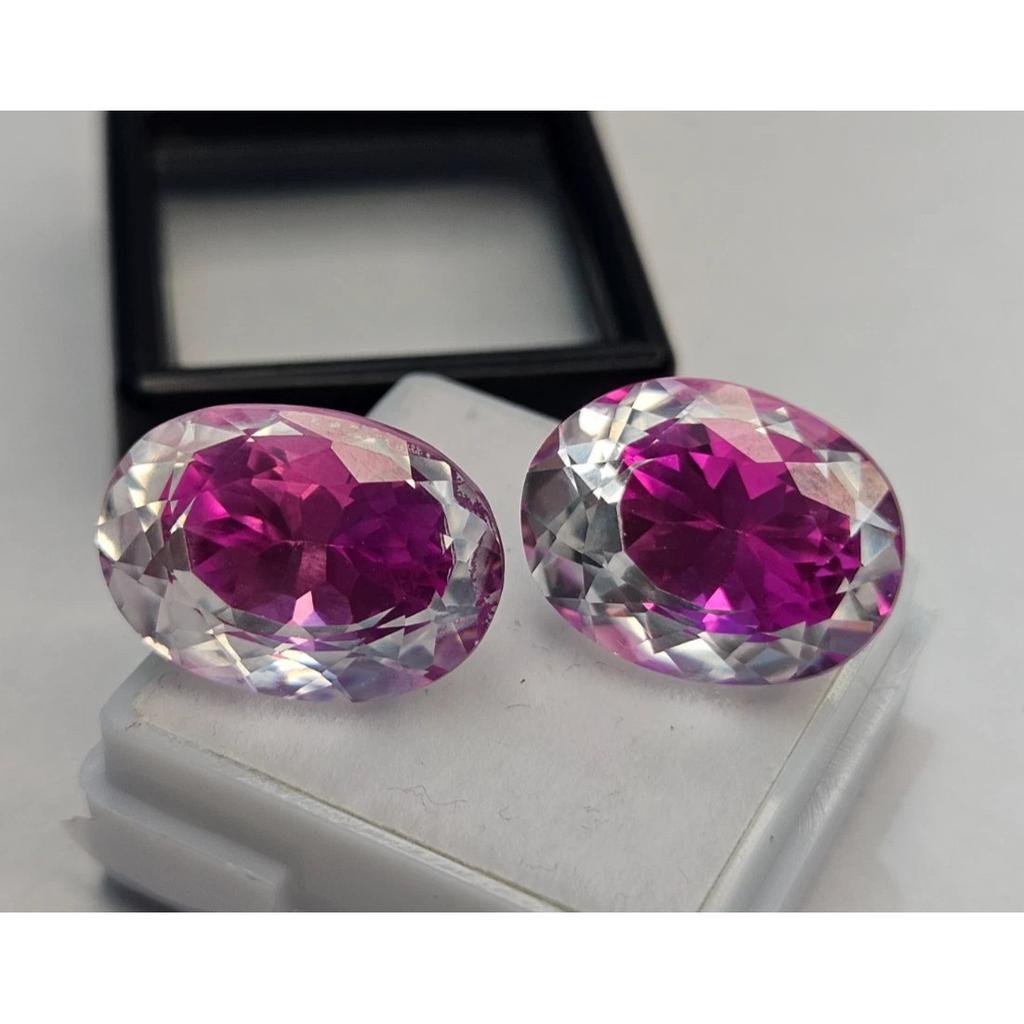 Natural Pitambari Sapphire Oval Cut 35-36 Ct Pair Fabulous Certified Gemstone