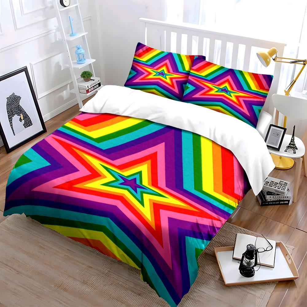 Radiant Rainbow Starburst. Bedding Sets Duvet Covers Pillowcases(1* Duvet Cover 2* Pillowcases Without Duvet Insert)