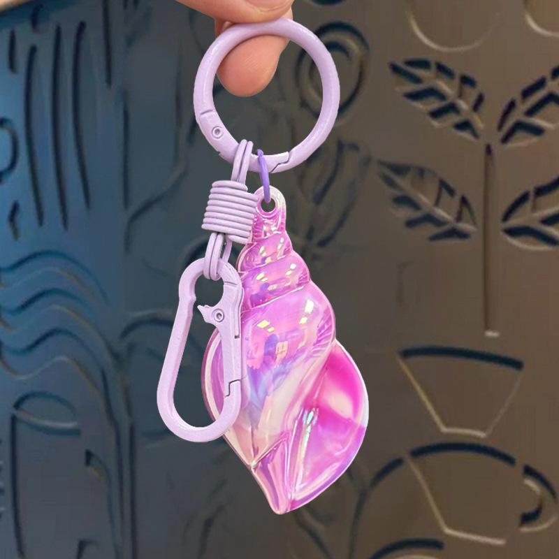 Iridescent Electroplated Acrylic Seashell Keychain - Extra Large, Perfect Charm for Backpacks or Gifts