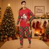 Christmas-print long-sleeve and long-pant matching family loungewear set