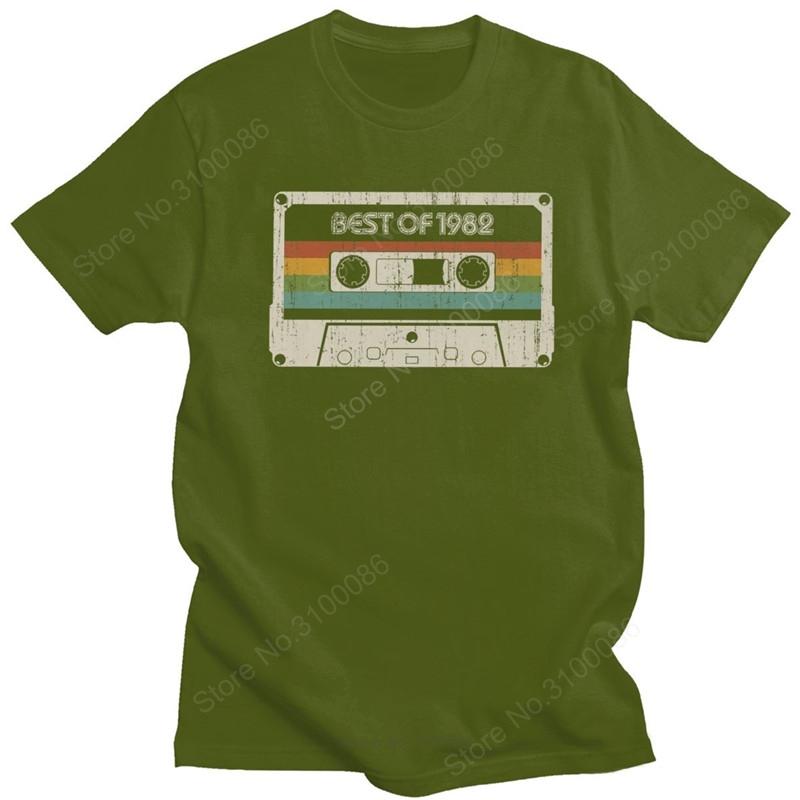 Vintage Best Of 1982 T Shirt Men 38th Birthday Cassette T-shirt Short Sleeves  O-neck Cotton Tshirt Fashion Tee Top Merchandise