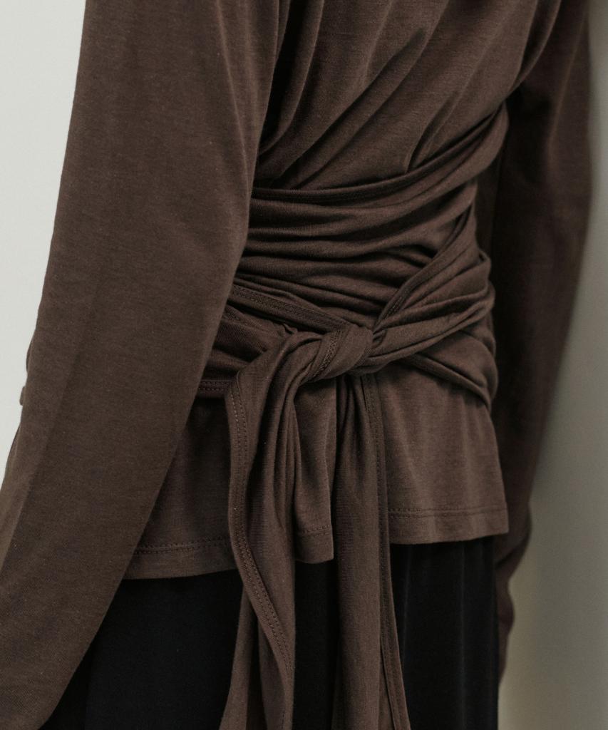 URAGO Tencel Draped Wrap T-Shirt_2Colors