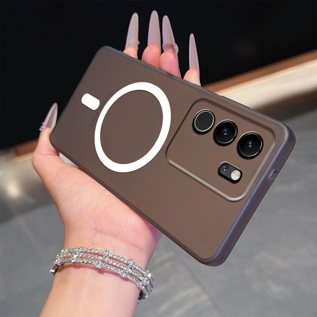 Frosted Semi Clear Magnetic Phone Case for Vivo V29 Pro,V29 5G Soft TPU Shockproof Cover