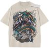 Vintage Washed Anime Oversized TShirt White Gundam Dragon Graphic Streetwear Tee For Otaku Casual Daily Campus Home Wear