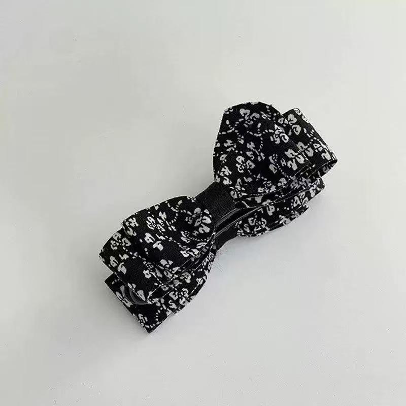 

Korean High-End Black & White Floral Banana Clip with Bow for Women s Ponytail Hair Updo