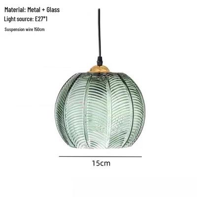 Oeny Chinese Style Leaf Pattern Glass Pendant Light