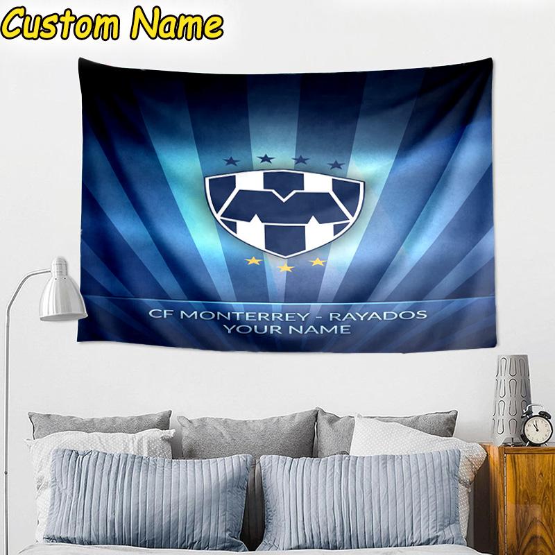 Custom Name Monterrey Team Spirit In Action Tapestry Room Decoration Wall Hanging for Living Room Bedroom, Dormitory, Birthday and Christmas Gifts