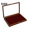 Velvet-lined Jewelry Holder Ring Storage Box, Durable Wood with Compartmentalized Design, Soft Travel Organizer Box Velvet Interior Multi-grid