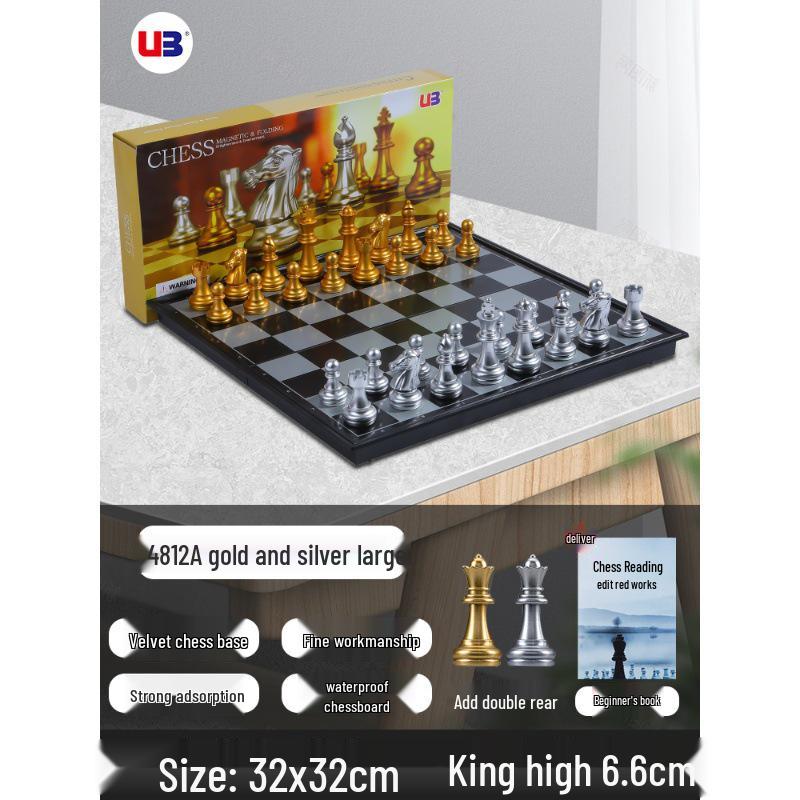 Magnetisches Tragbares Schachspiel für Grundschüler: Fortschrittliches faltbares Schachbrett mit großen Figuren