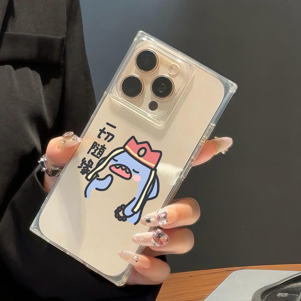 Square Back Tube Protection Clear Case For iPhone 11 12 14 Pro Max 15 Plus 13 16 ProMax Anti-Oxygen,Everything Goes With Fate Pattern Casing