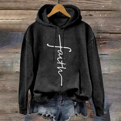 Artistic Fonts Cross Pattern Designer Women's Hoodie Fashion Trend Women's Sweatshirts Fall/Winter Street Tops Loose Y2K Clothes