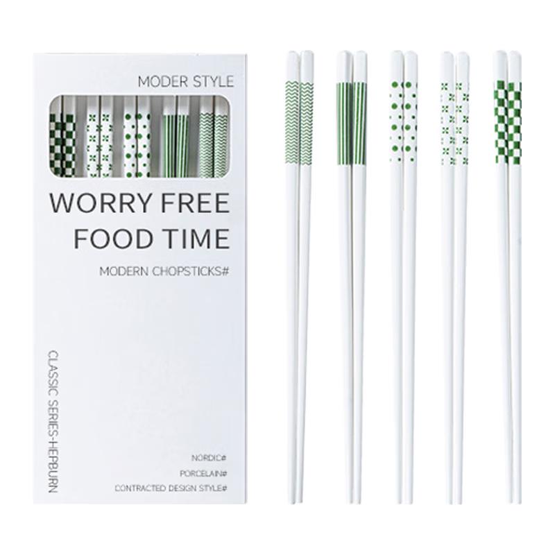 Edo Ceramic Chopsticks & Spoon Sets 5 Pairs Gift Set