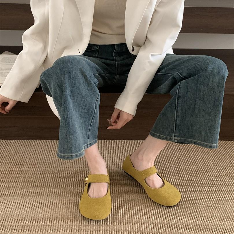 2025 spring and summer new French retro one-word strap Mary Jane shoes women's soft-soled single shoes with skirts ballet shoes