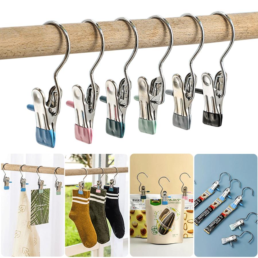 1 Stuk Roestvrijstalen Wasknijper Multifunctionele Kledingdroogklemmen met Haak Stevige Winddichte Kledingpinnen Sokken Handdoekhanger