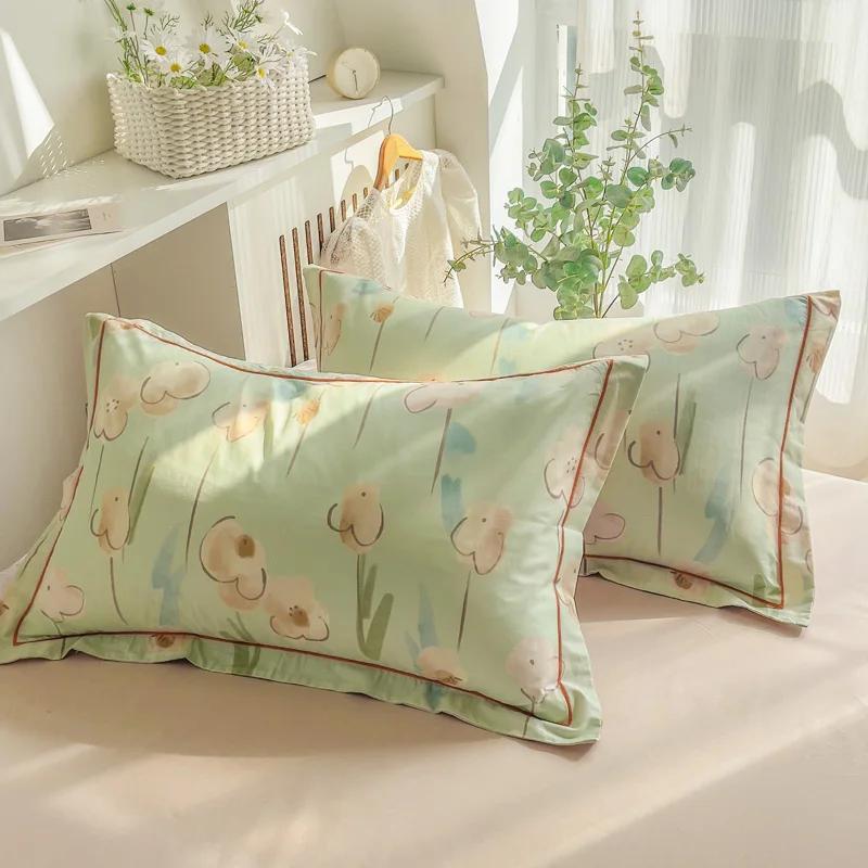 

100%Brushed Cotton Pillowcase,Flower Pastorl Home Pillow Cover,Floral Pillowcases For Four Season 48*74*2pcs capas de almofadas 480*740mm