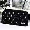 Durable Letter Print Pencil Case Large Capacity Standing Pencil Pouch Multi-Functional Pen Bag Students
