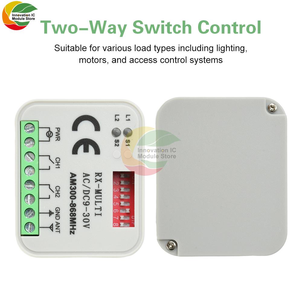 300-868MHz Multi-Frequency Receiver Rolling Code & Fixed Code Switch Controller Universal Bidirectional On/Off