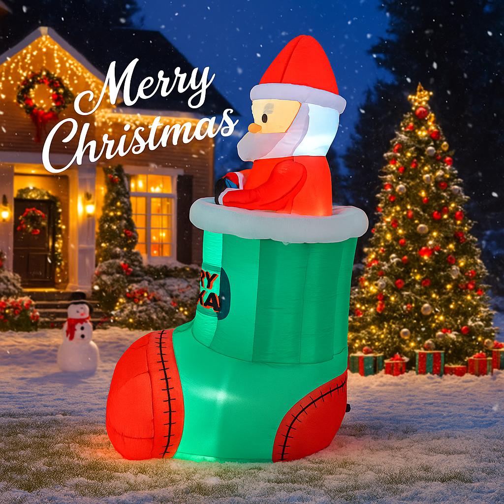 5.2FT Christma Holiday Inflatable Yard Decor Giant Santa Stocking Model Xmas Toy Home Decoration Supplies Ornaments Gifts Decor