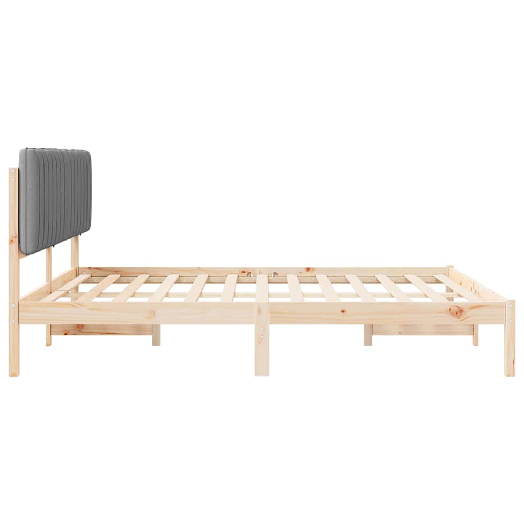 Bed Frame with Upholstered Headboard Light Grey 180 x 200 cm