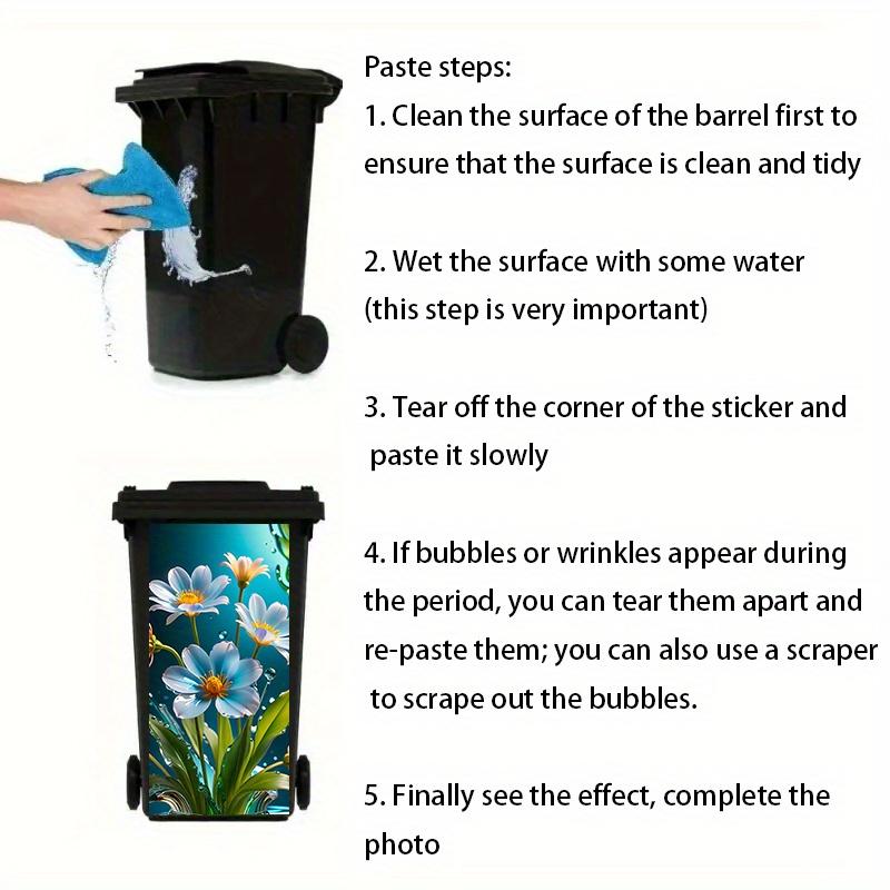 1pc Horse Pattern Trash Bin Sticker PVC Waterproof Adhesive Decal for Garbage Can Durable Wall Sticker Home Kitchen Decor Craft