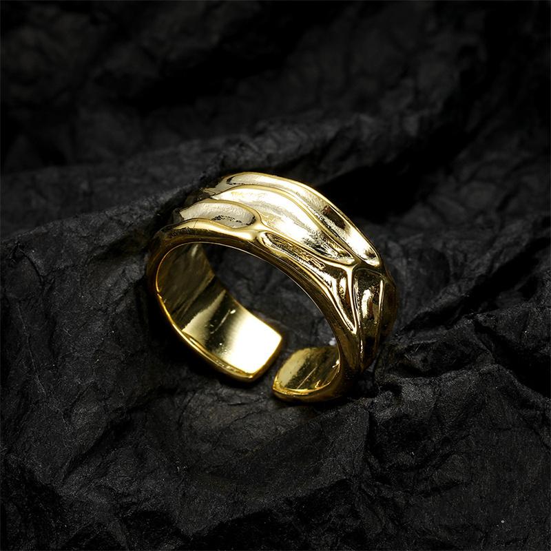 Unregelmäßige Zinn Papier Vulkan Lava Ring Weibliche Finger Zubehör Öffnung 925 Sterling Silber Ring Frauen Schmuck Einfache Coole Geschenk