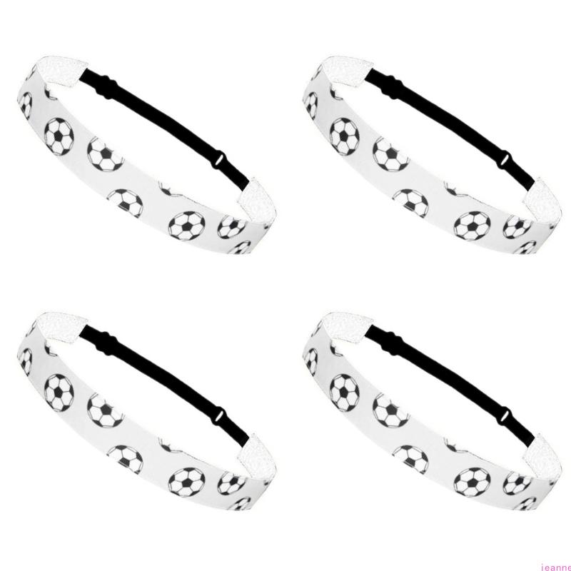 4PCS Football Themed Headbands Elastic Workout Sweat Headbands For Men Women Fitness Running Soccer Festival Celebration