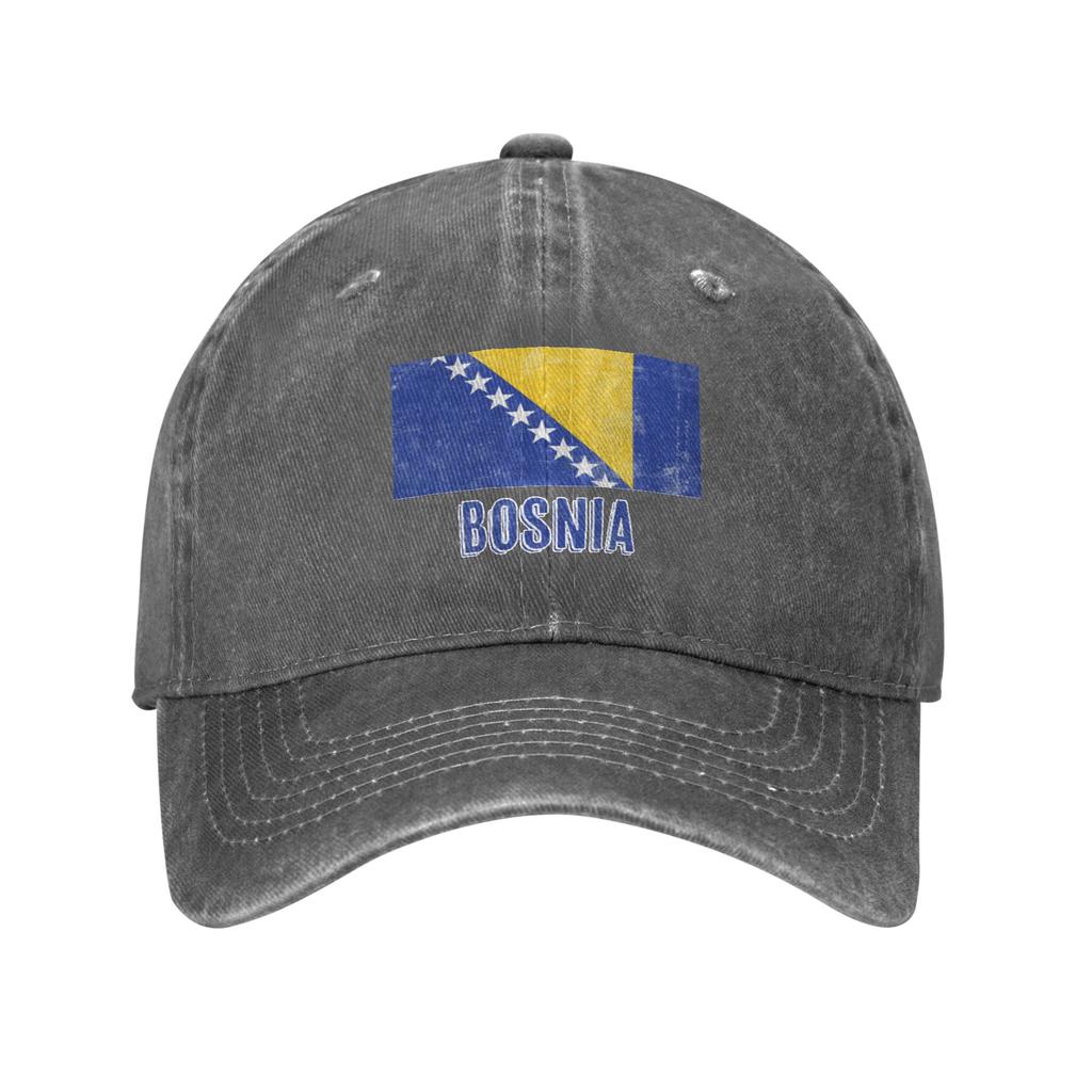 Vintage Retro Flag of Bosnia Herzegovina Grunge look Retro Denim Washed Baseball Cap Women Cowboy Dad Hats Men Rock Trucker Cap