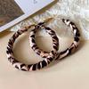 Silver Needle Leopard Print Geometric Hoop Earrings - Trendy High-End Spicy Girl Style for Women