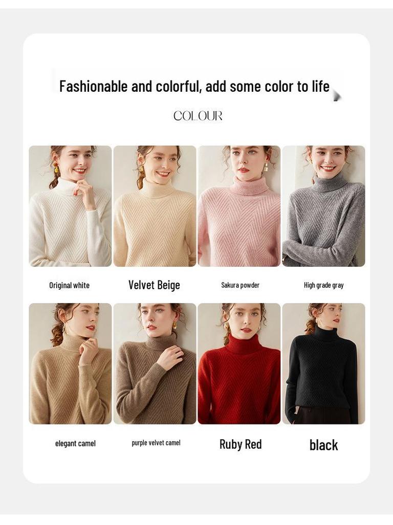 Women's Plus Size High Neck Cashmere Cable Knit Sweater - Thick Loose Pullover for Autumn/Winter