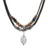 Handmade Natural Wood Bead Long Chain Necklace Adjustable Length Lightweight Multilayered Jewelry For Everyday Wear