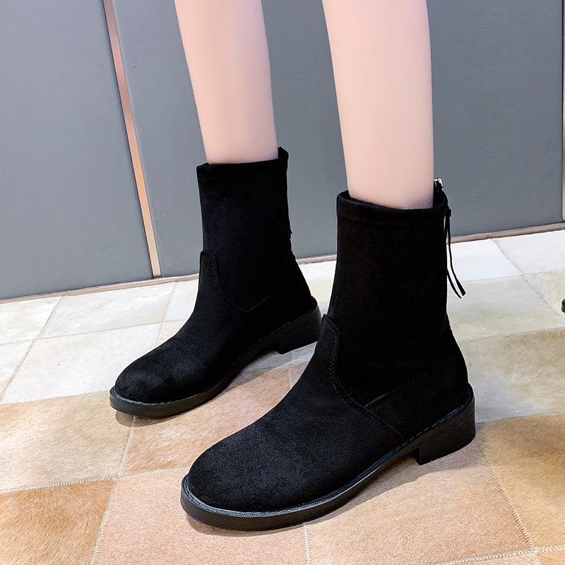 Large size velvet short boots women's new autumn and winter thick heel Martin boots femininity cotton shoes