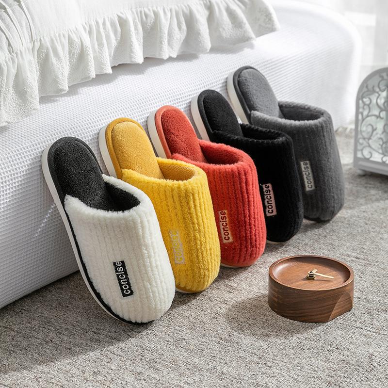 Cotton slippers women's spring and autumn winter home use non-slip home indoor warmth winter plush men's customization