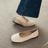 Flat-bottomed commuter versatile single shoes women's shoes 2025 spring and autumn new round head black work shoes suede light mouth Doudou shoes