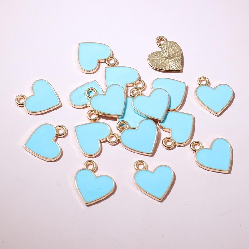 20pcs 13x11.5mm Enamel Small Cute Heart Charms Pendant DIY Jewelry Making Accessories Findings for Bracelet Earrings Keychains